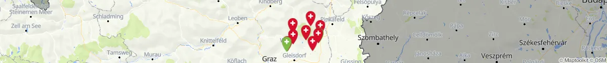 Kartenansicht für Apotheken-Notdienste in der Nähe von Miesenbach bei Birkfeld (Weiz, Steiermark)